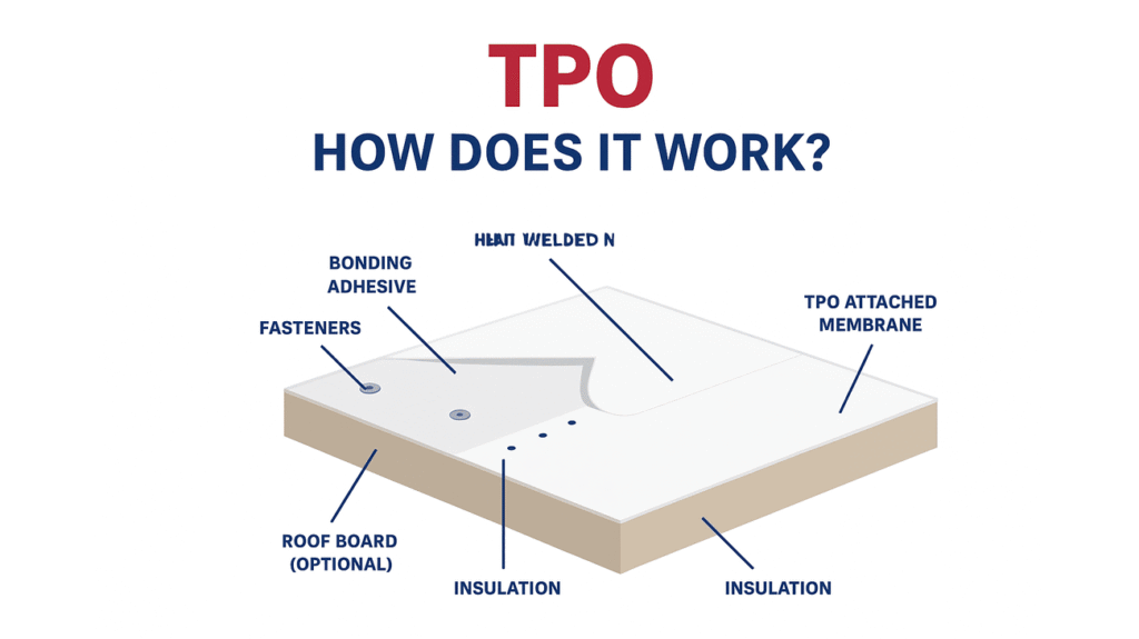 How does TPO roofing work with insulation and seams