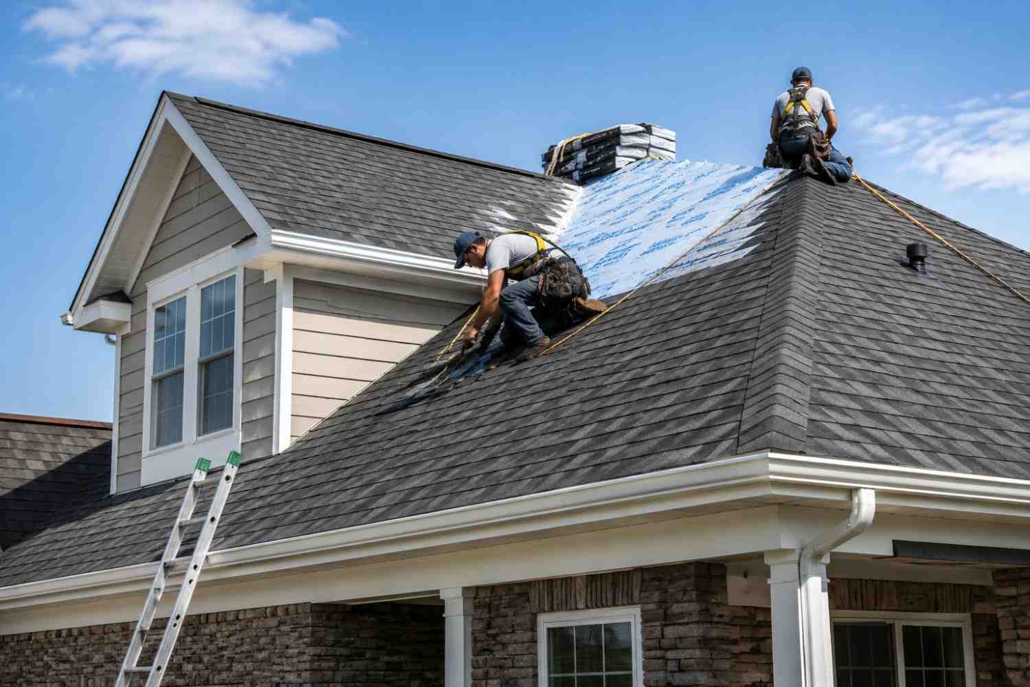 Professional residential roof installation in Maryland with asphalt shingles